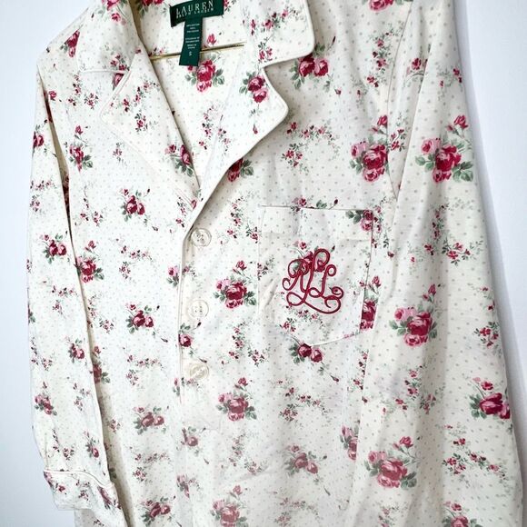 Lauren Ralph Lauren Floral Print Embroidered Logo Sleep Shirt Cottagecore Small - Picture 3 of 9